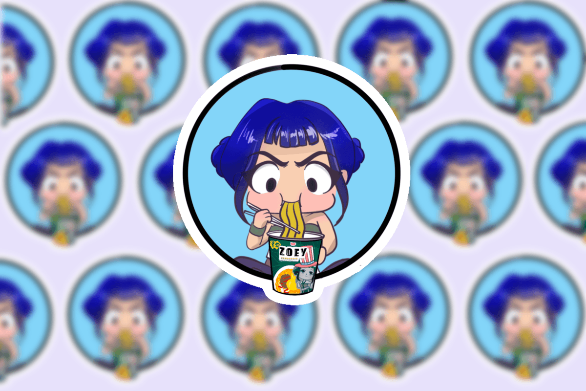 Zoey eating ramen Sticker