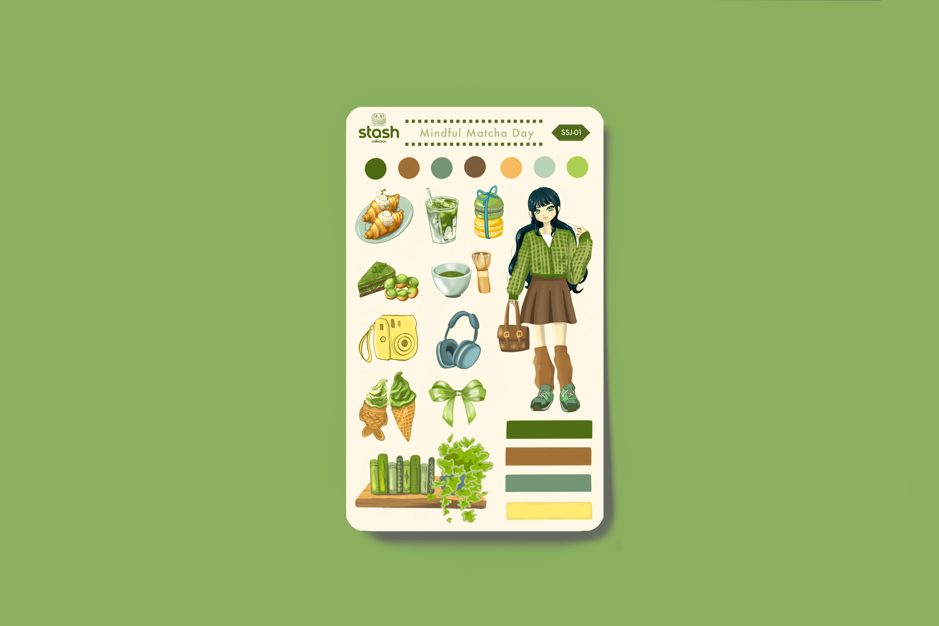Mindful Matcha Day (Waterproof vinyl matte sticker sheet)