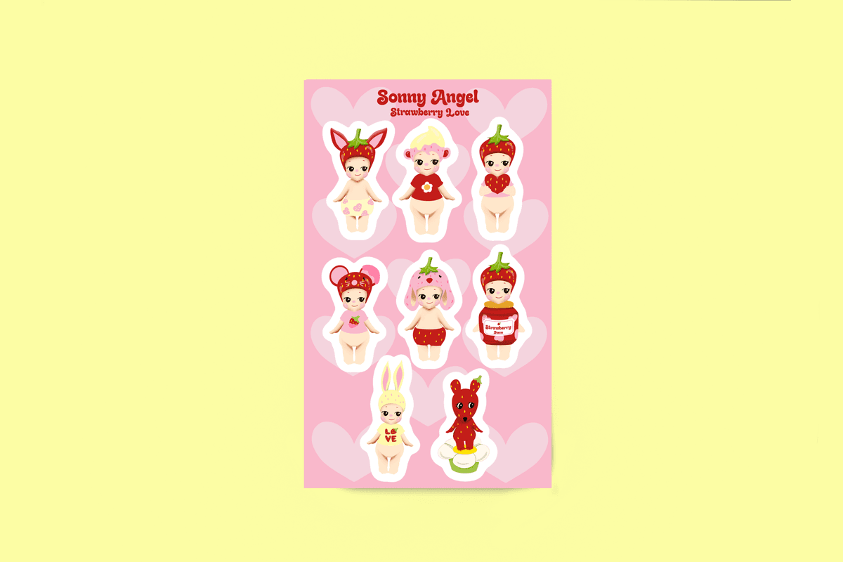 Sonny Angel "Strawberry Love" Sticker Sheet