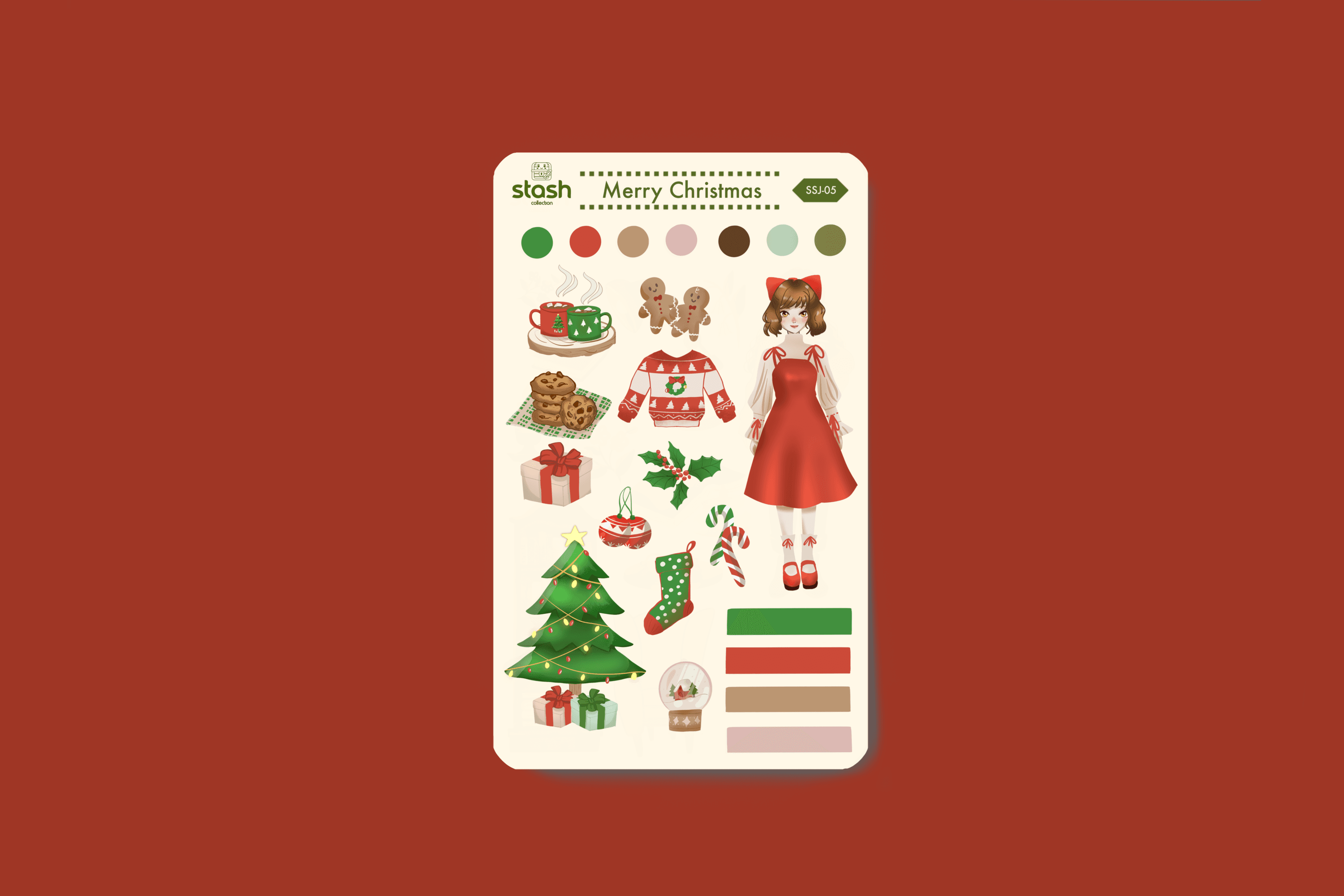 Merry Christmas Sticker Sheet (Waterproof matte vinyl)
